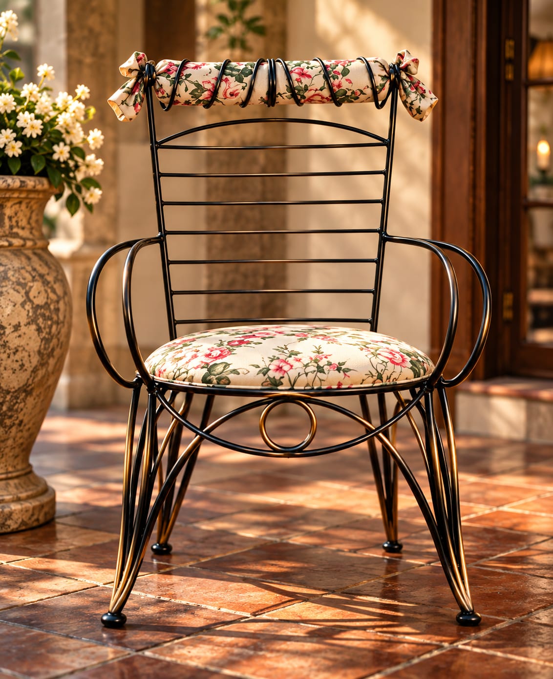 Chaise au tissu floral