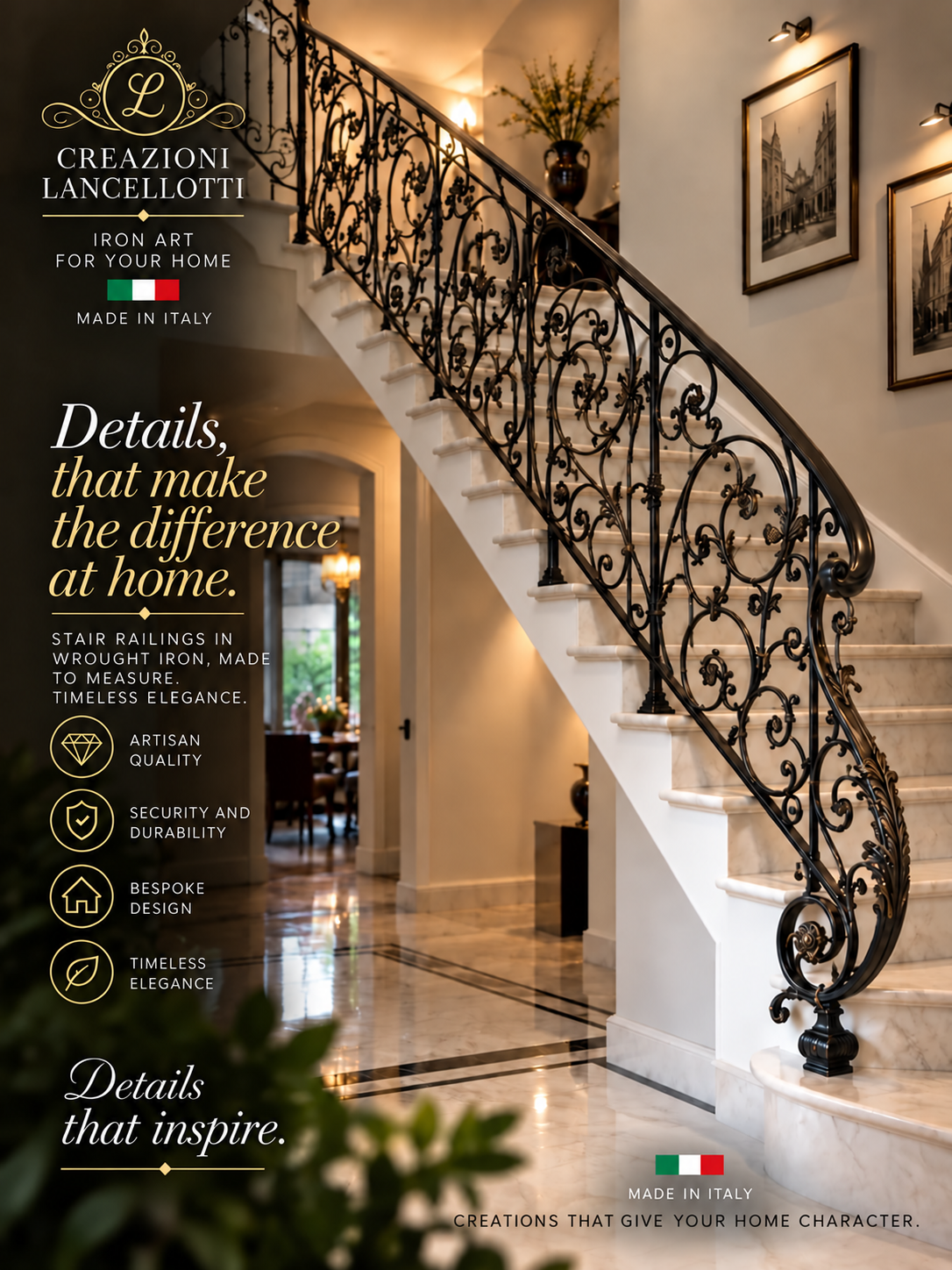Garde-corps d’escalier courbe