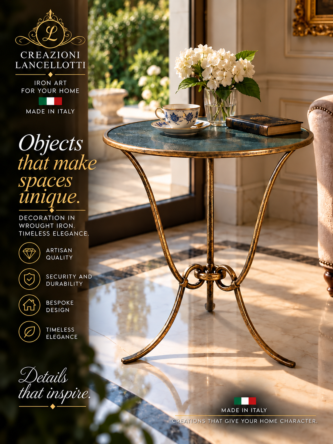 Table d’appoint au plateau de marbre